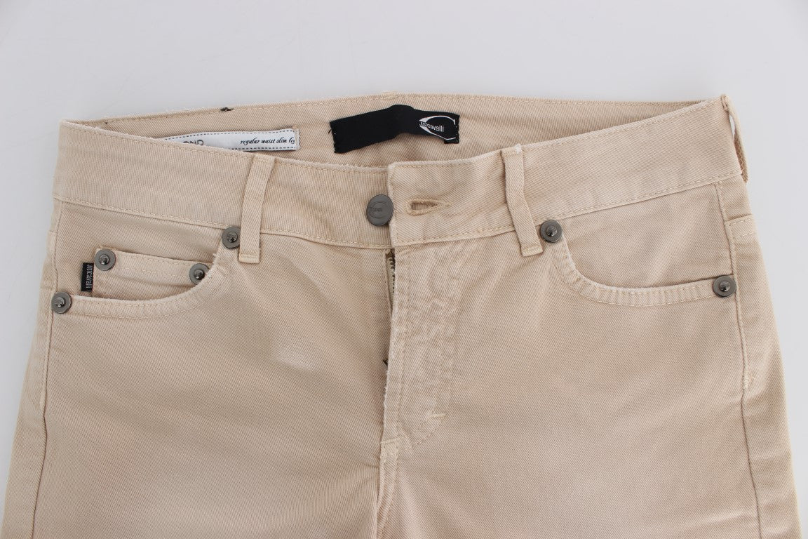 Beige Wash Slim Fit Cotton Stretch Jeans - Designed by Cavalli Available to Buy at a Discounted Price on Moon Behind The Hill Online Designer Discount Store