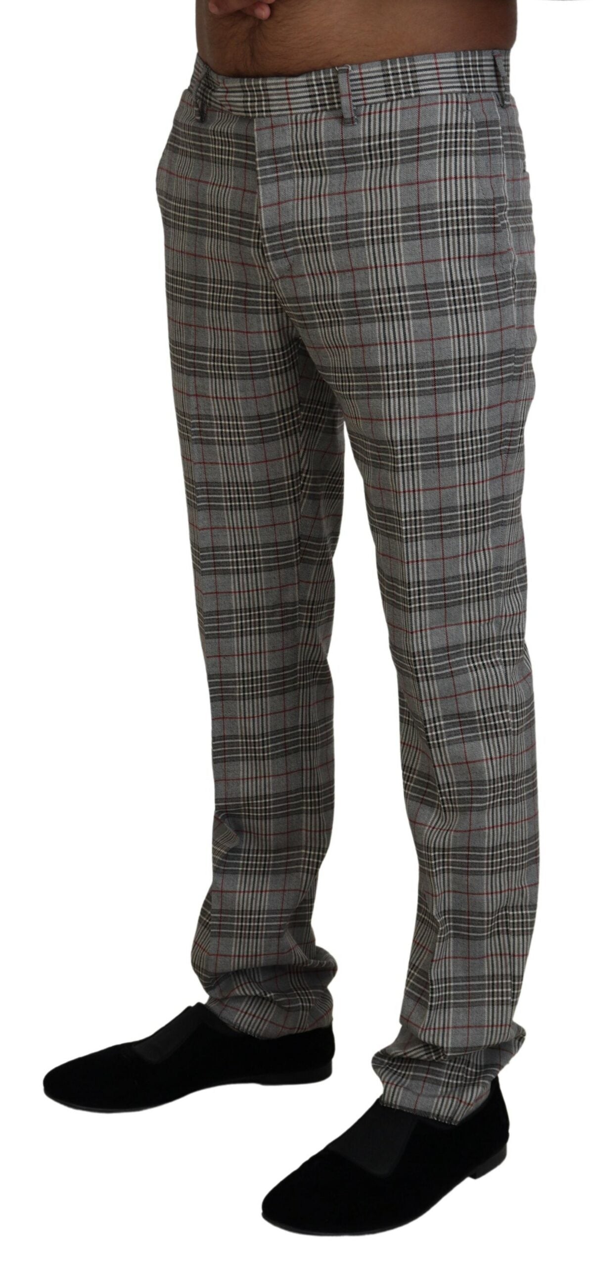 Bencivenga Gray Checkered Skinny Men Pants - Designed by BENCIVENGA Available to Buy at a Discounted Price on Moon Behind The Hill Online Designer Discount Store