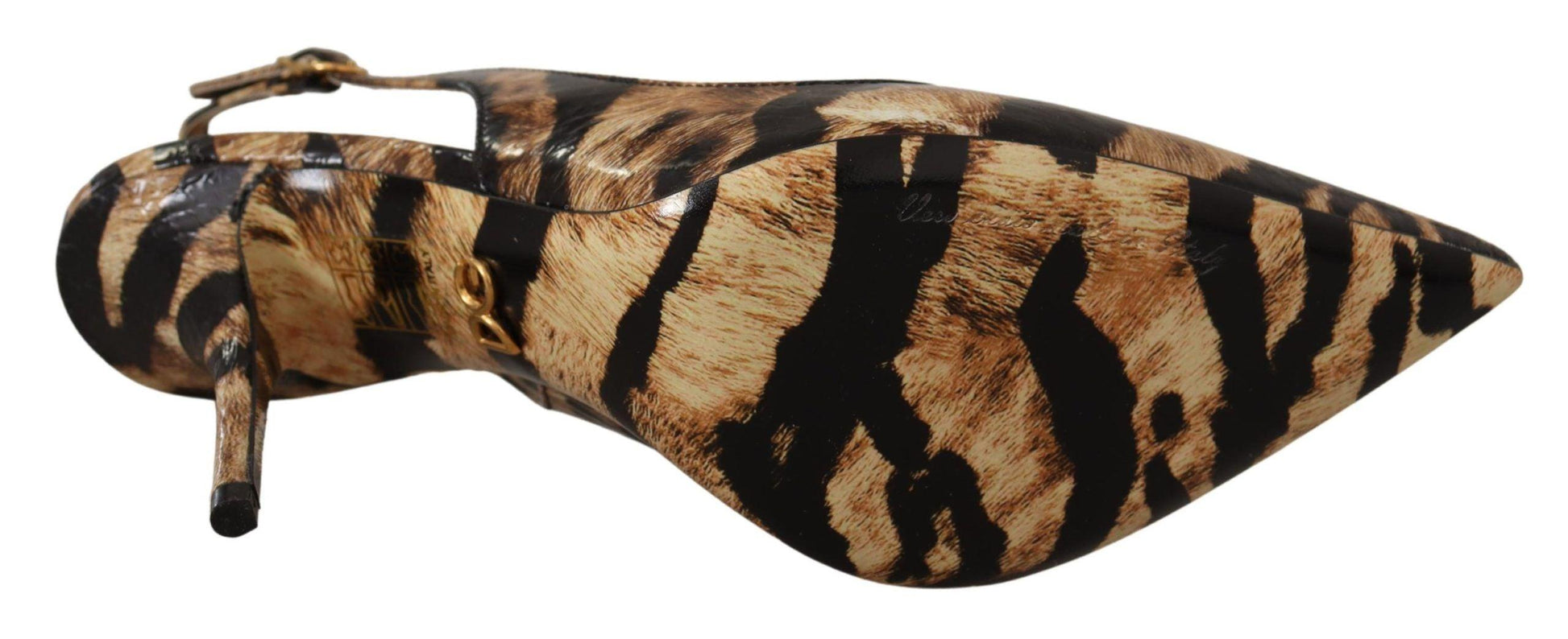 Dolce & Gabbana Brown Slingbacks Leather Tiger Shoes - Designed by Dolce & Gabbana Available to Buy at a Discounted Price on Moon Behind The Hill Online Designer Discount Store