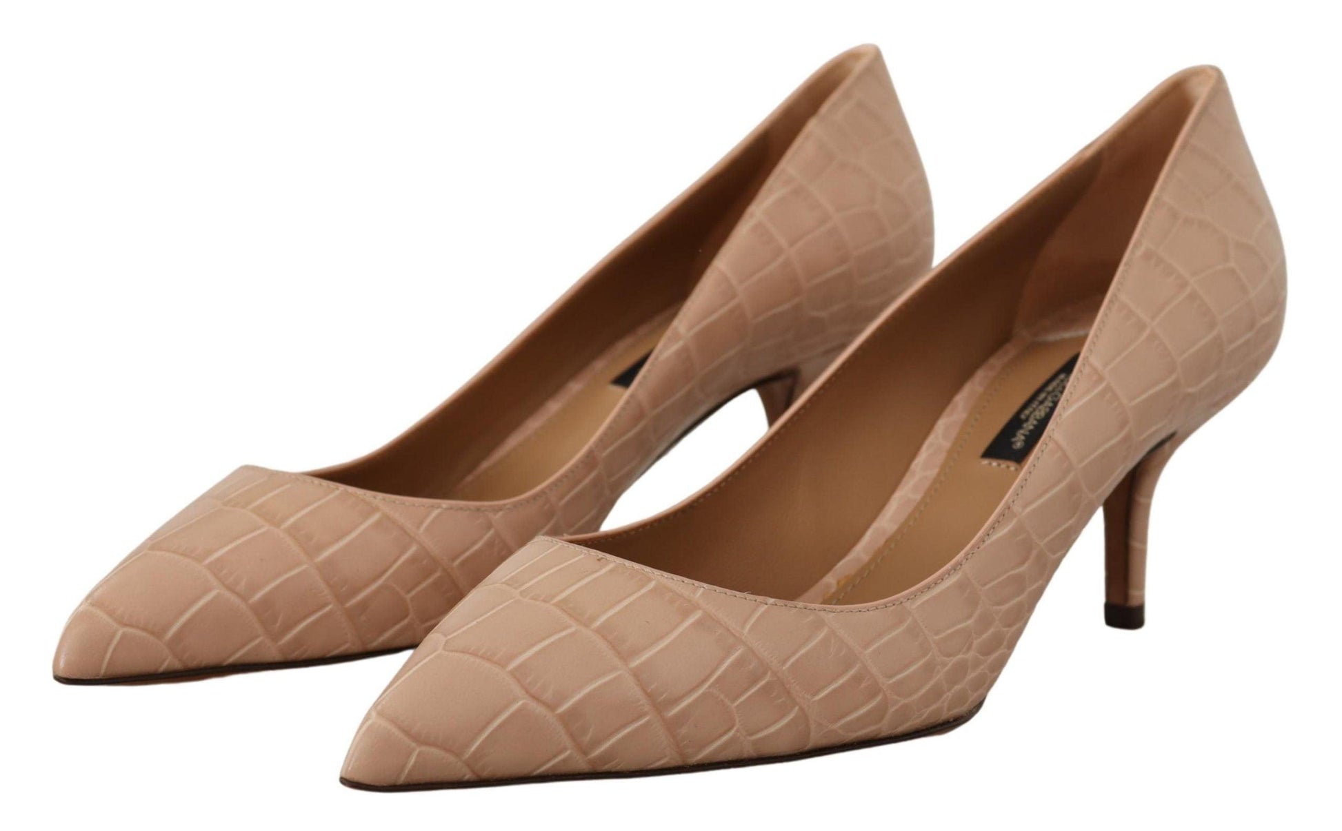 Dolce & Gabbana Beige Leather Pointed Heels Pumps Shoes - Designed by Dolce & Gabbana Available to Buy at a Discounted Price on Moon Behind The Hill Online Designer Discount Store