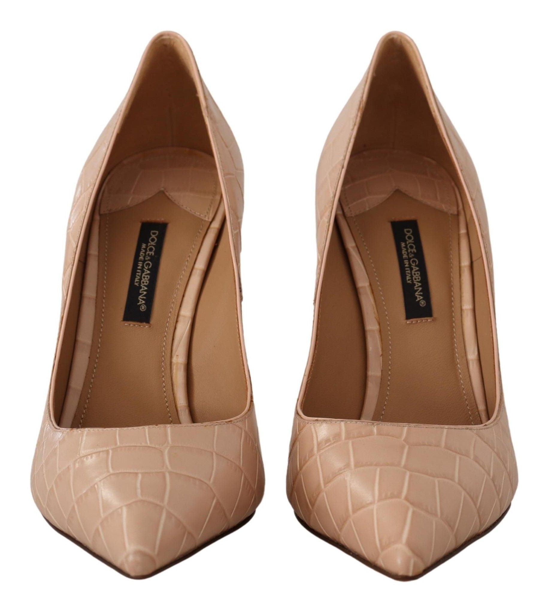 Dolce & Gabbana Beige Leather Bellucci Heels Pumps Shoes - Designed by Dolce & Gabbana Available to Buy at a Discounted Price on Moon Behind The Hill Online Designer Discount Store
