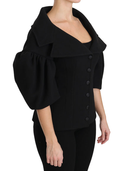 Dolce & Gabbana Women's Black Formal Coat Virgin Wool Jacket - Designed by Dolce & Gabbana Available to Buy at a Discounted Price on Moon Behind The Hill Online Designer Discount Store