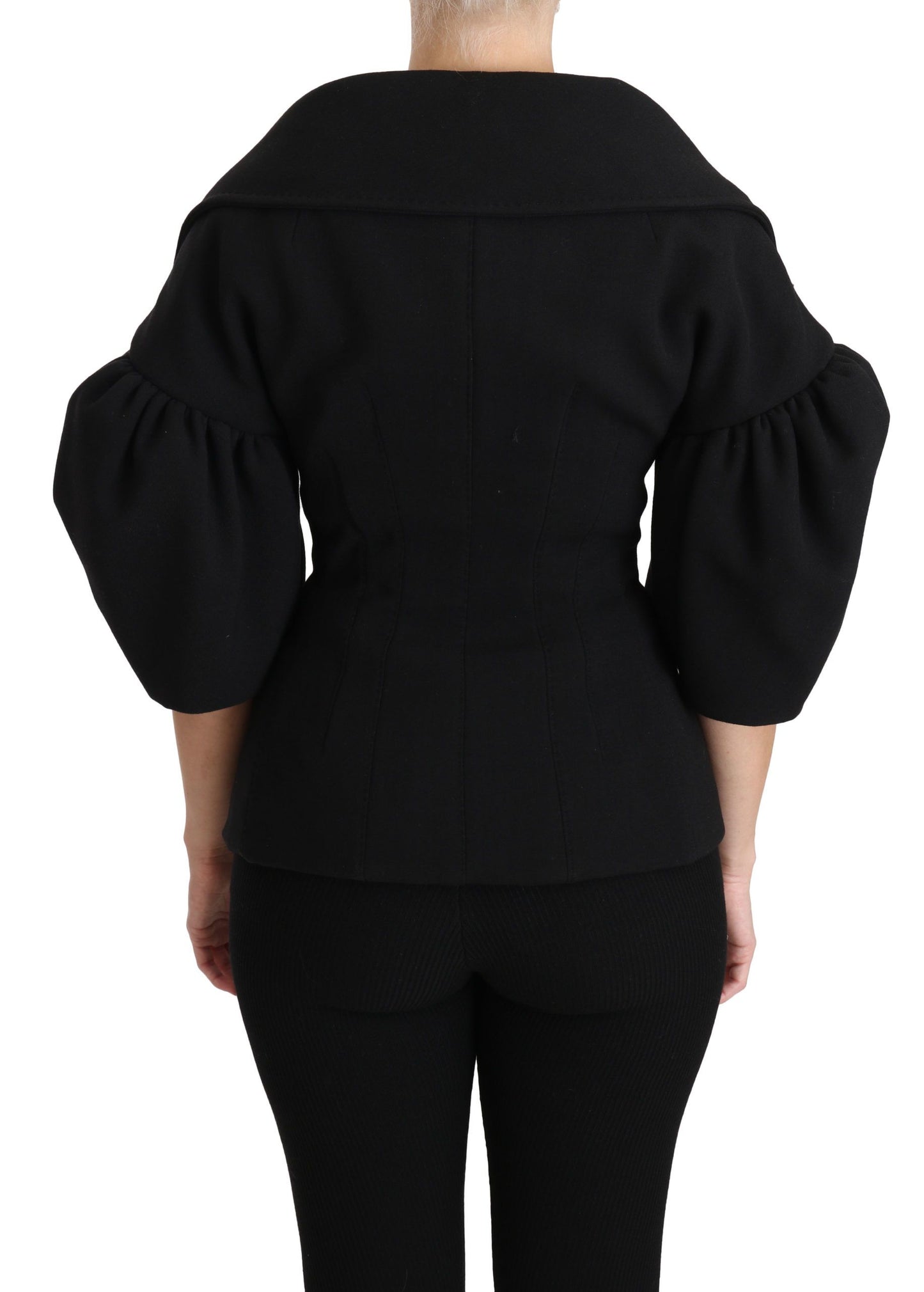 Dolce & Gabbana Women's Black Formal Coat Virgin Wool Jacket - Designed by Dolce & Gabbana Available to Buy at a Discounted Price on Moon Behind The Hill Online Designer Discount Store