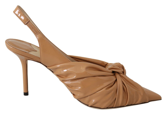 Jimmy Choo Annabell 85 Caramel Leather Pumps - Designed by Jimmy Choo Available to Buy at a Discounted Price on Moon Behind The Hill Online Designer Discount Store