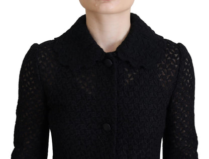 Dolce & Gabbana Black Button Down Long Blazer Cotton Jacket - Designed by Dolce & Gabbana Available to Buy at a Discounted Price on Moon Behind The Hill Online Designer Discount Store
