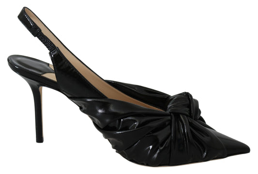 Jimmy Choo Annabell 85 Black Patent Leather Pumps - Designed by Jimmy Choo Available to Buy at a Discounted Price on Moon Behind The Hill Online Designer Discount Store