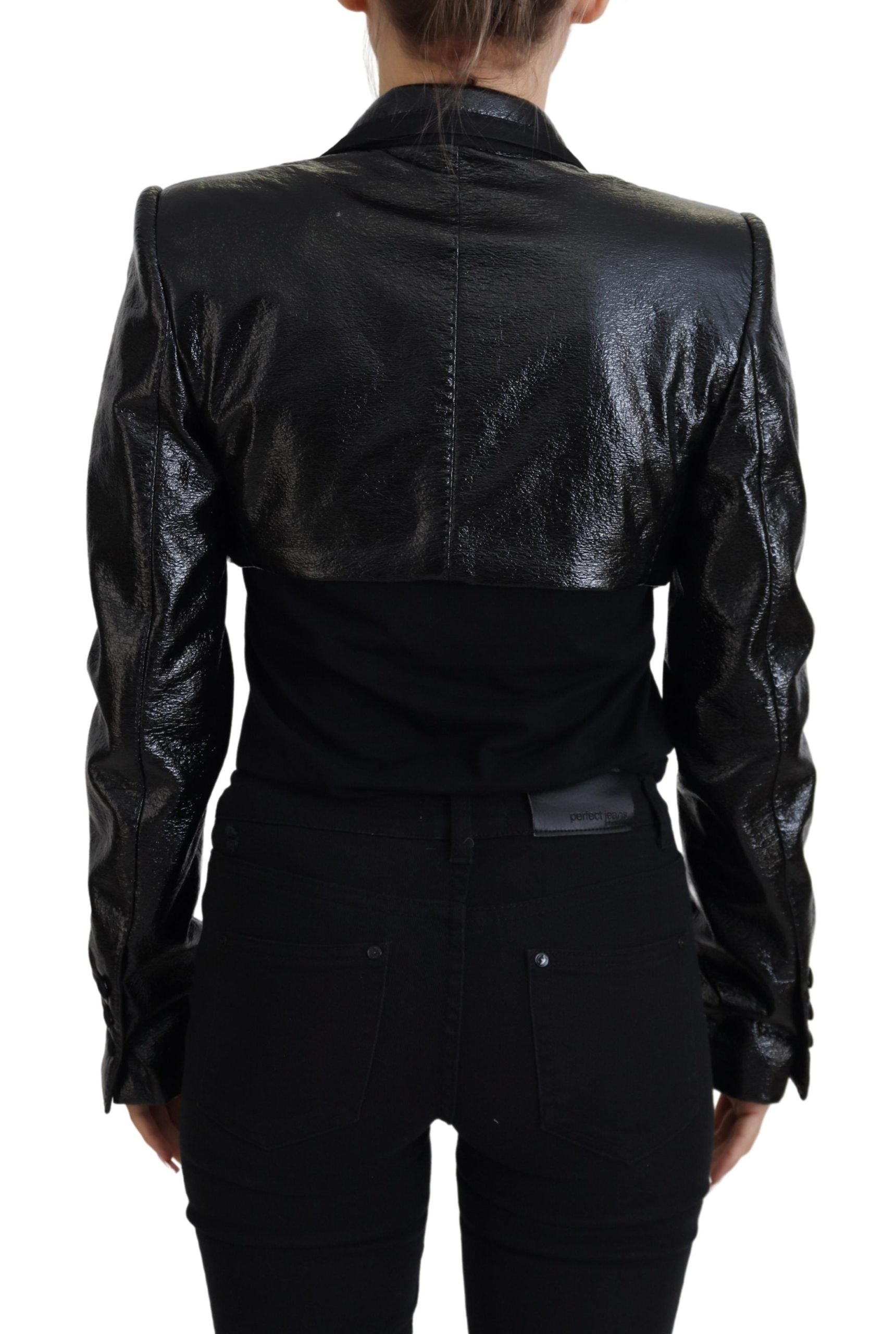 Dolce & Gabbana Black Long Sleeves Crop Blazer Cotton Jacket - Designed by Dolce & Gabbana Available to Buy at a Discounted Price on Moon Behind The Hill Online Designer Discount Store