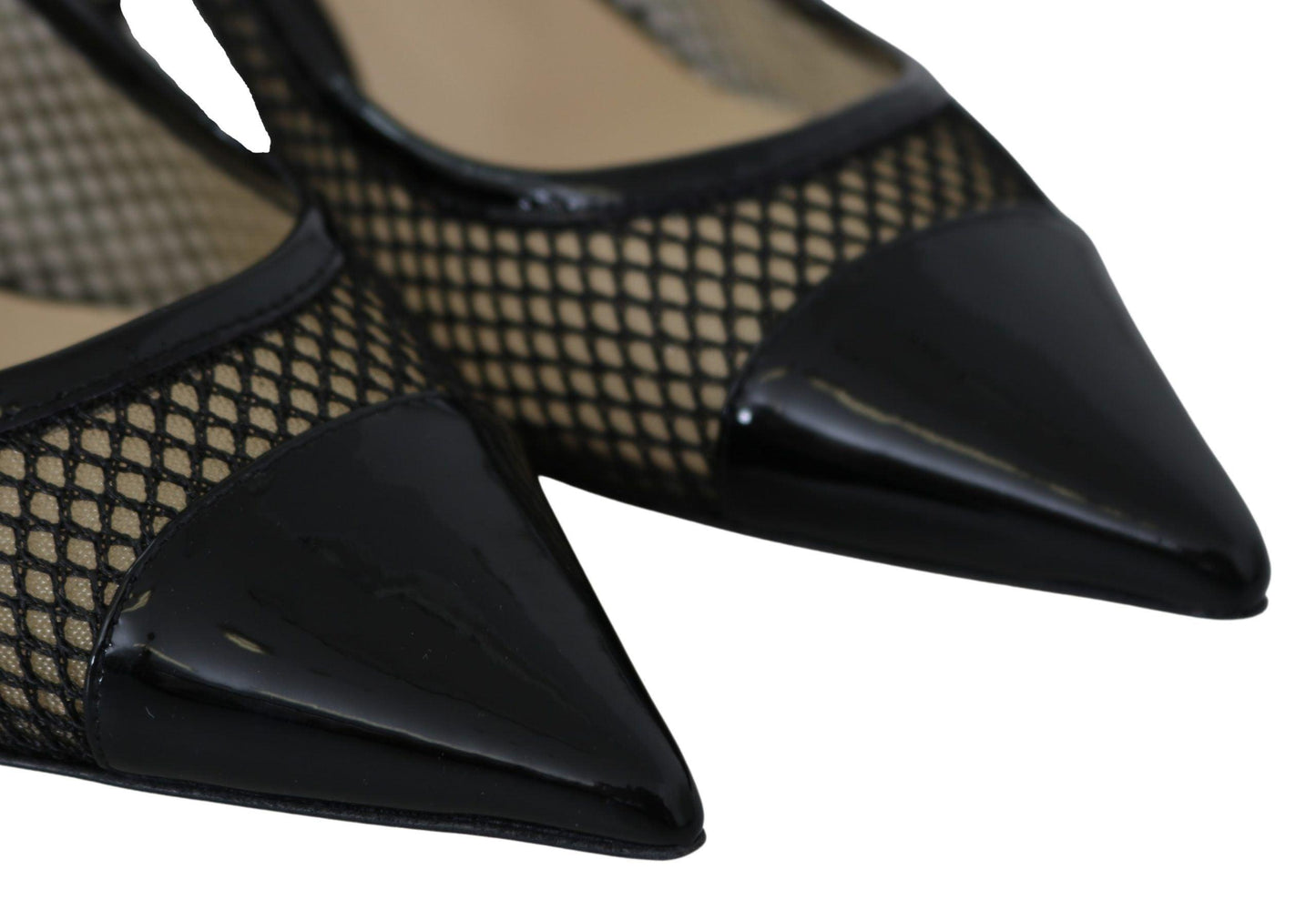 Jimmy Choo Black Mesh and Leather Amika 50 Pumps - Designed by Jimmy Choo Available to Buy at a Discounted Price on Moon Behind The Hill Online Designer Discount Store