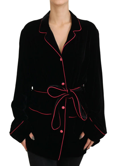 Dolce & Gabbana Black Button Belted Blazer Viscose Jacket - Designed by Dolce & Gabbana Available to Buy at a Discounted Price on Moon Behind The Hill Online Designer Discount Store