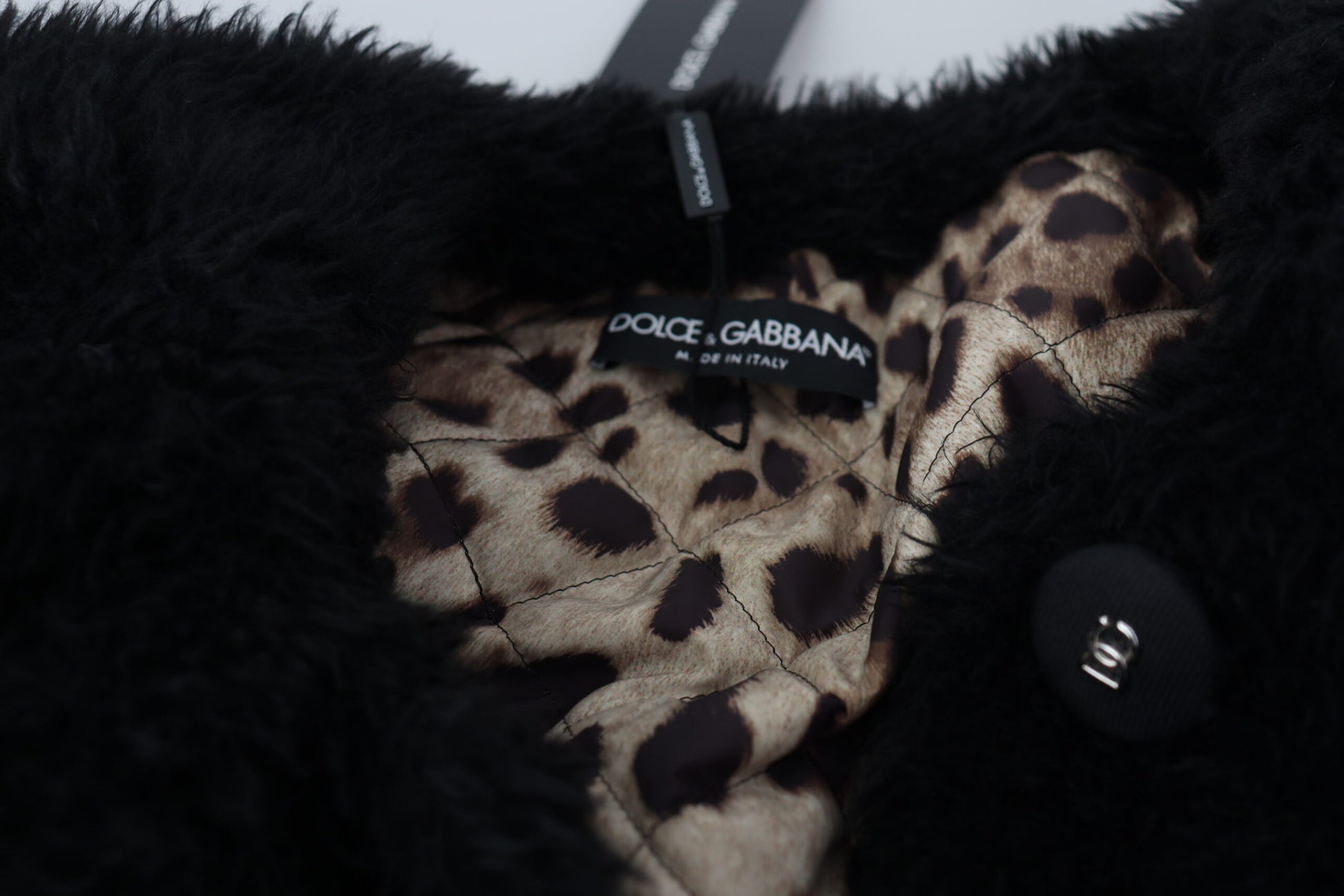 Dolce & Gabbana Black Cashmere Blend Faux Fur Coat Jacket - Designed by Dolce & Gabbana Available to Buy at a Discounted Price on Moon Behind The Hill Online Designer Discount Store