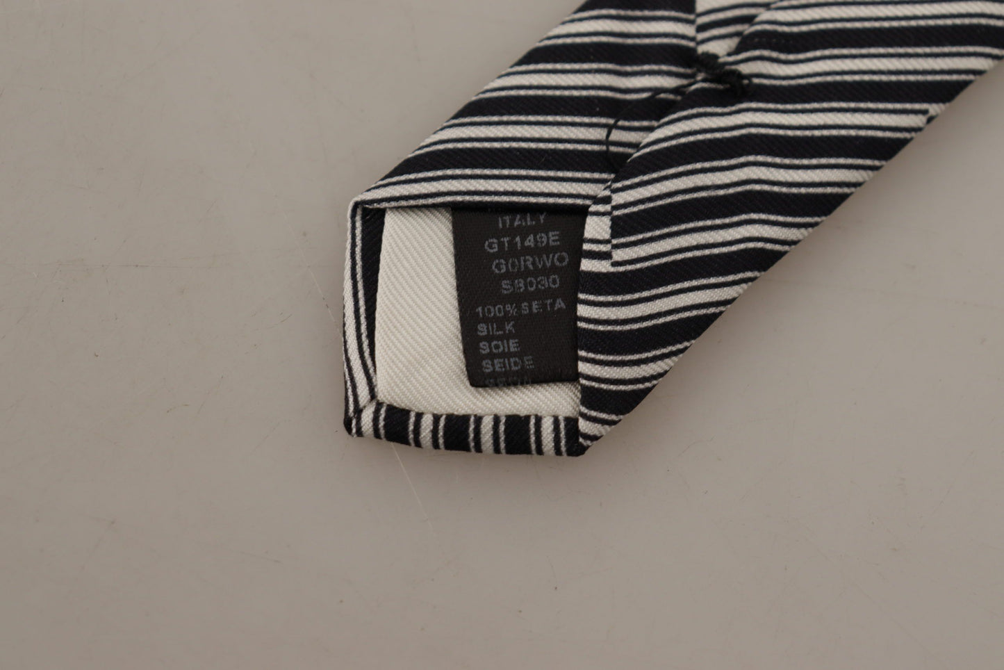 Black White Lining Print 100% Silk Adjustable Accessory Tie