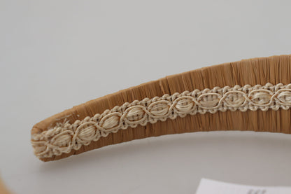 Dolce & Gabbana Beige Viscose Women Hair Headband Diadem - Designed by Dolce & Gabbana Available to Buy at a Discounted Price on Moon Behind The Hill Online Designer Discount Store