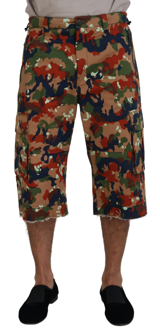 Dolce & Gabbana Men's Multicolor Cotton Camouflaged Cargo Shorts - Designed by Dolce & Gabbana Available to Buy at a Discounted Price on Moon Behind The Hill Online Designer Discount Store