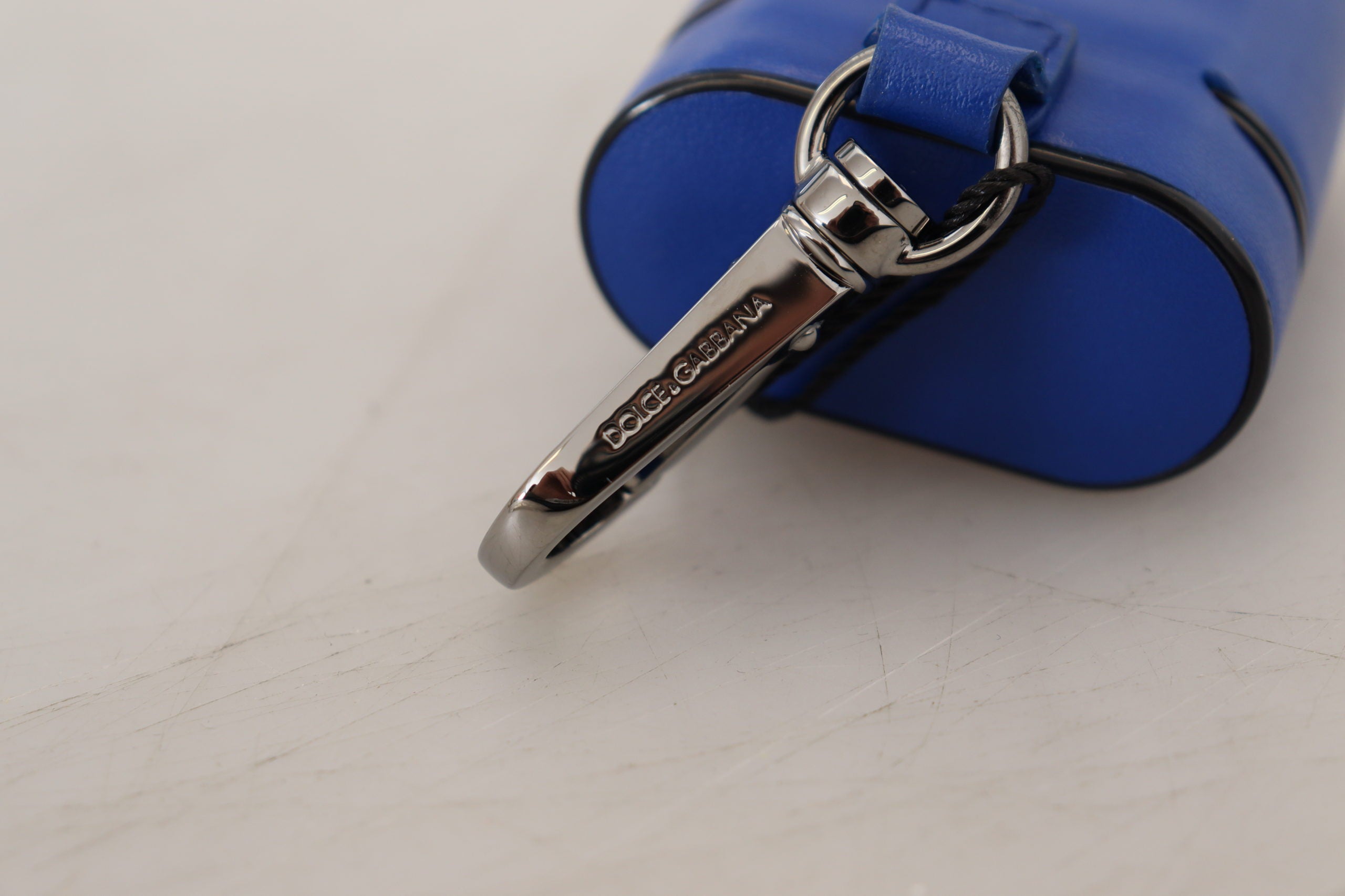 Blue Leather Silver Metal Logo Airpods Case Moon Behind The Hill