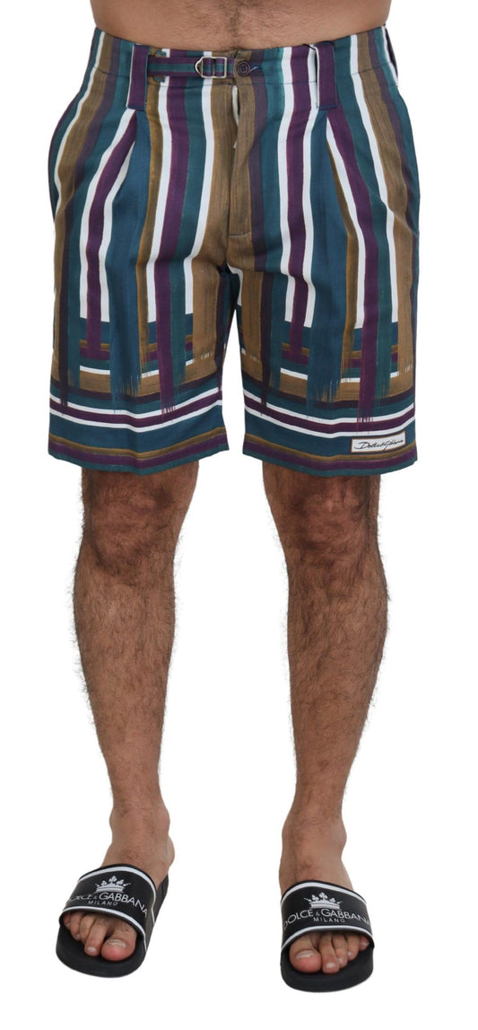 Dolce & Gabbana Men's Multicolor Striped Stretch Cotton Shorts - Designed by Dolce & Gabbana Available to Buy at a Discounted Price on Moon Behind The Hill Online Designer Discount Store
