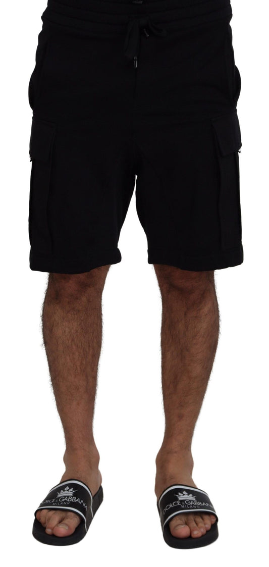 Dolce & Gabbana Men's Black Cotton Bermuda Cargo Shorts - Designed by Dolce & Gabbana Available to Buy at a Discounted Price on Moon Behind The Hill Online Designer Discount Store