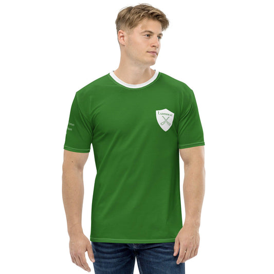 Men's Luimneaċ 1940 Retro Mick Mackey Limerick Supporter t-shirt designed by Moon Behind The Hill available from Moon Behind The Hill 's Clothing > Shirts & Tops > Mens range