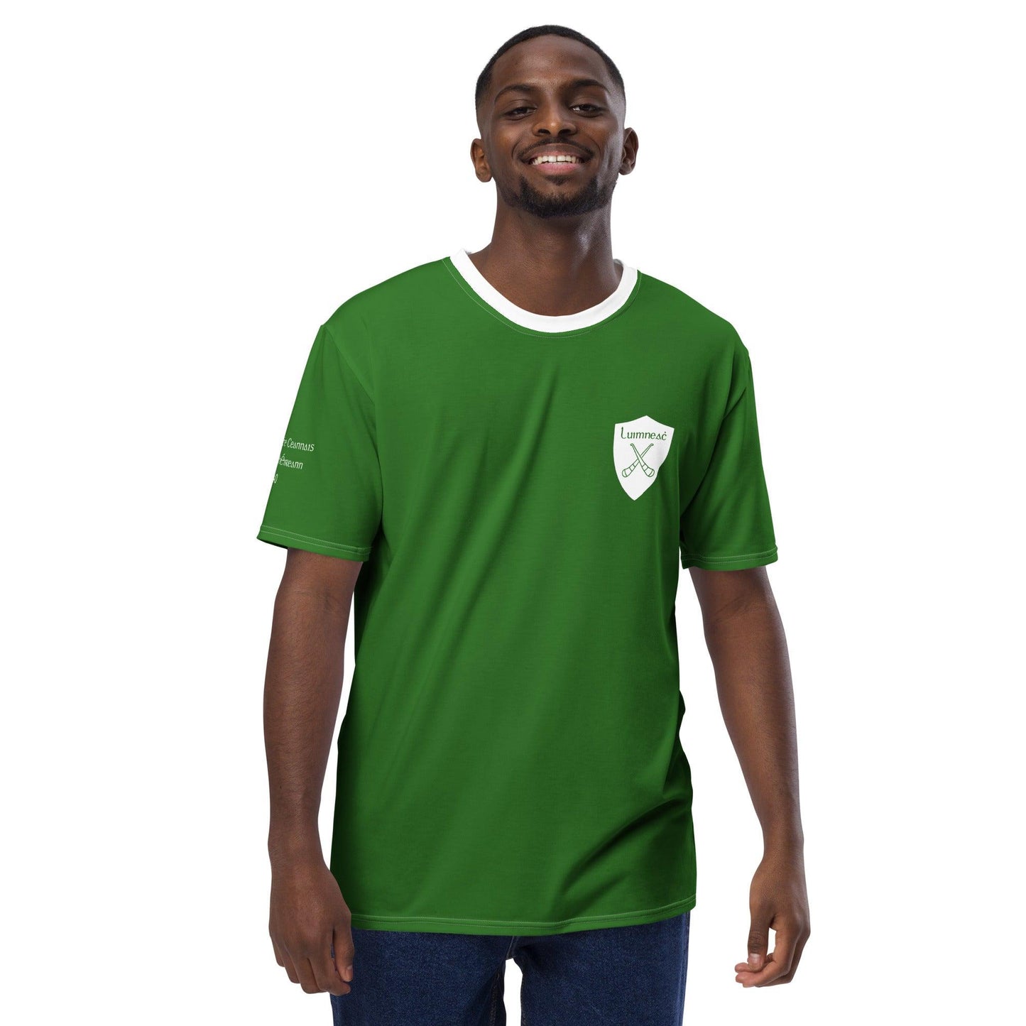 Men's Luimneaċ 1940 Retro Mick Mackey Limerick Supporter t-shirt designed by Moon Behind The Hill available from Moon Behind The Hill 's Clothing > Shirts & Tops > Mens range