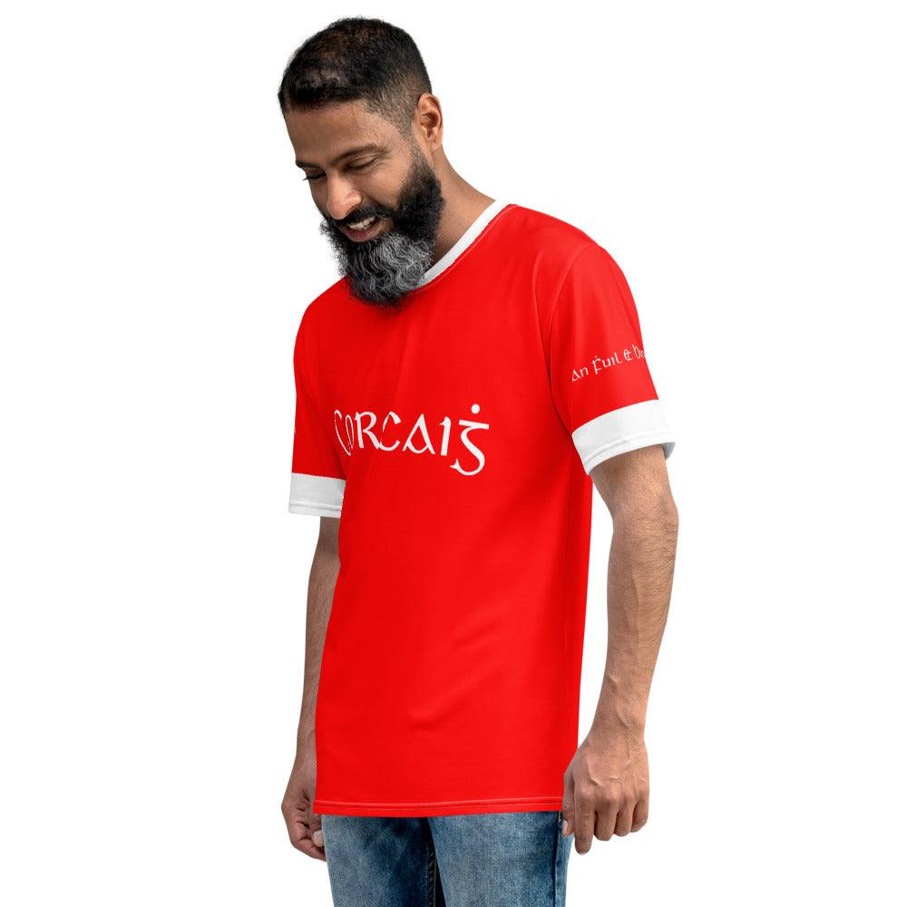 Men's Corcaiġ Retro Inspired Cork Supporters T-Shirt designed by Moon Behind The Hill available from Moon Behind The Hill's Men's Clothing range