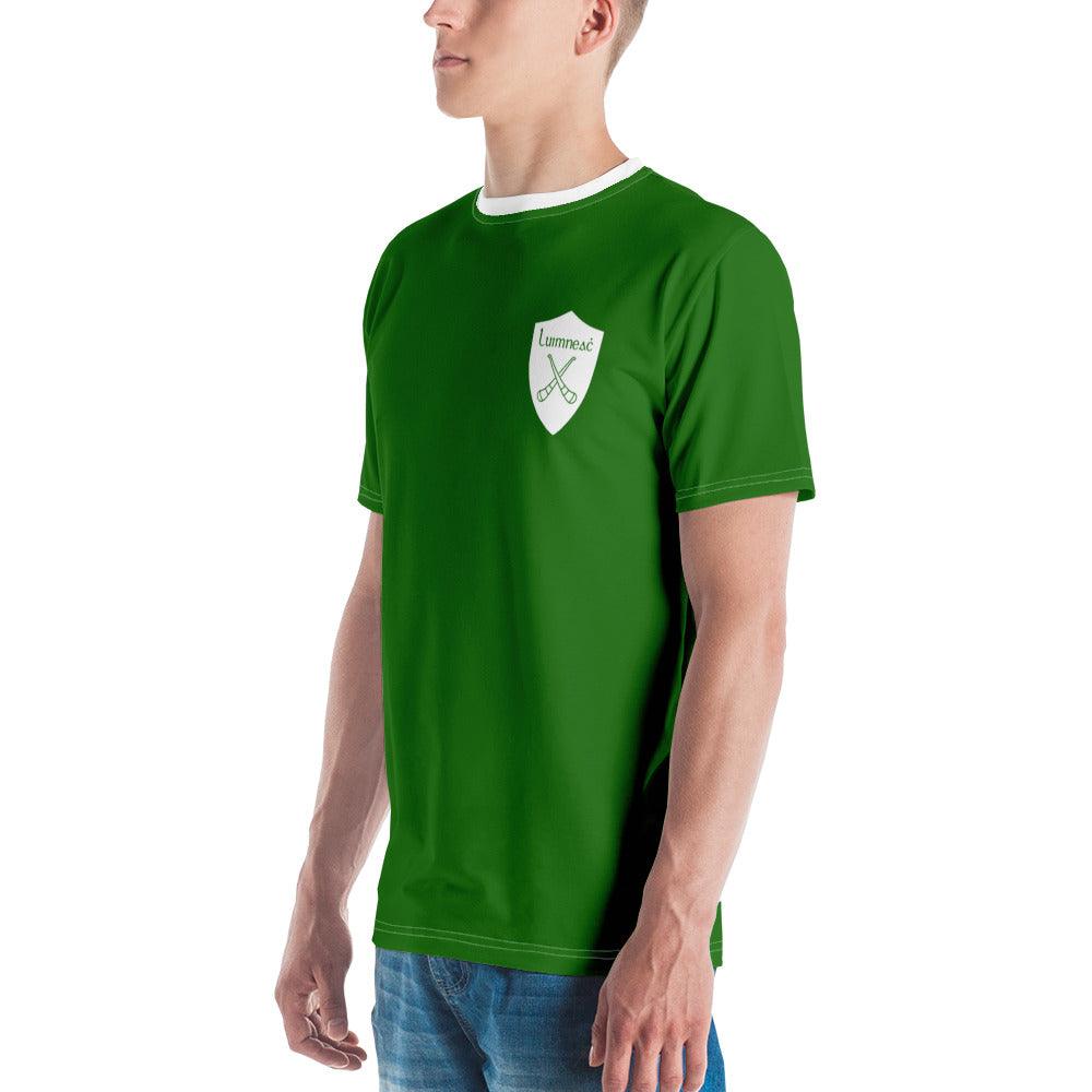 Men's Luimneaċ 1940 Retro Mick Mackey Limerick Supporter t-shirt designed by Moon Behind The Hill available from Moon Behind The Hill 's Clothing > Shirts & Tops > Mens range