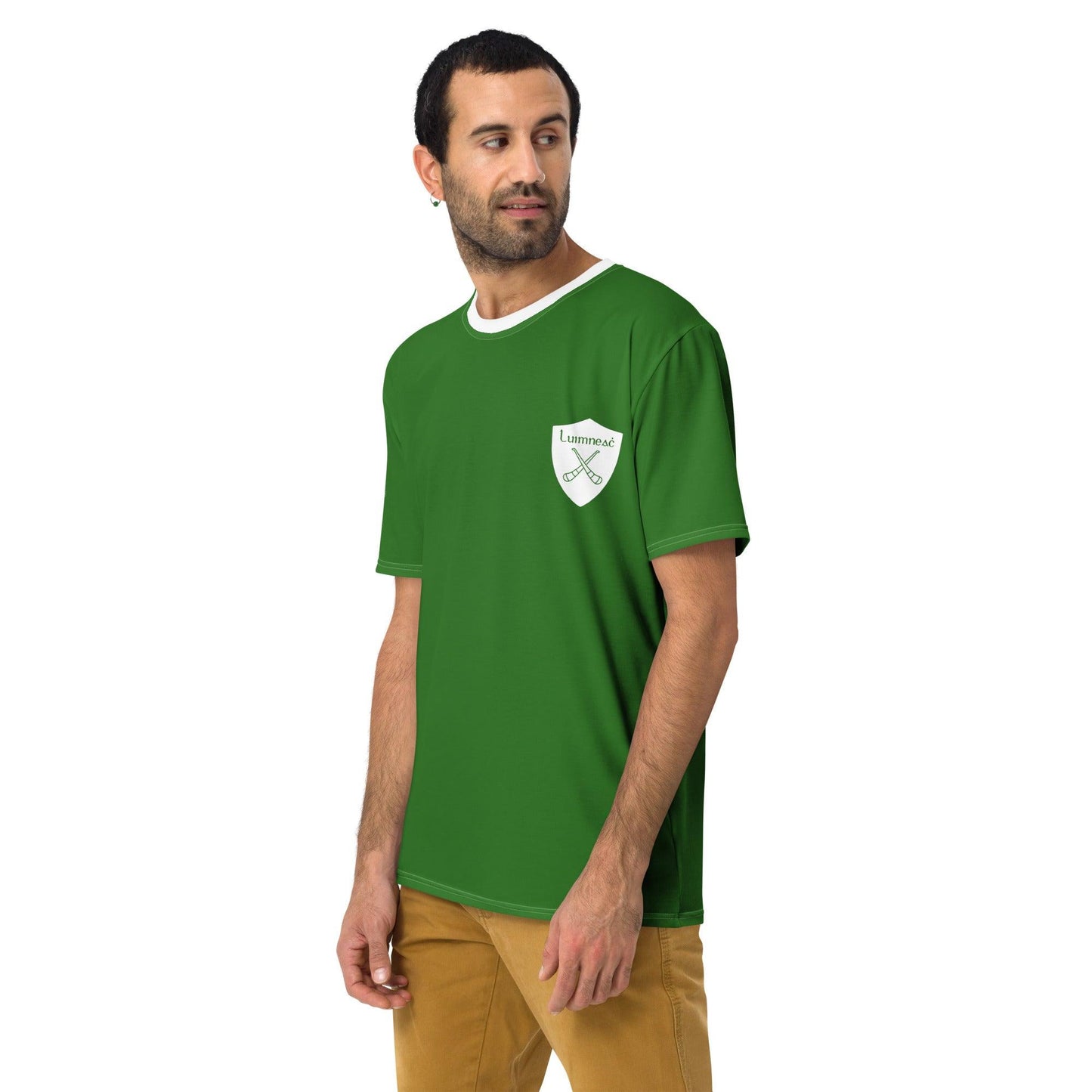 Men's Luimneaċ 1940 Retro Mick Mackey Limerick Supporter t-shirt designed by Moon Behind The Hill available from Moon Behind The Hill 's Clothing > Shirts & Tops > Mens range