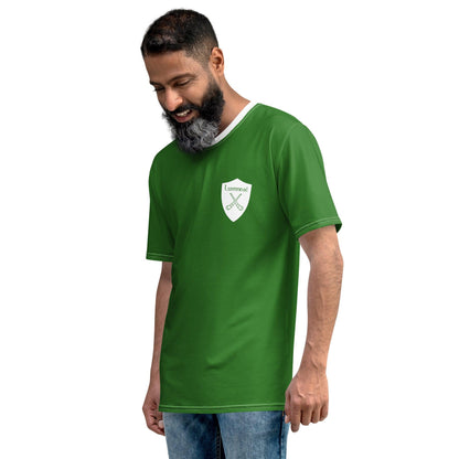 Men's Luimneaċ 1940 Retro Mick Mackey Limerick Supporter t-shirt designed by Moon Behind The Hill available from Moon Behind The Hill 's Clothing > Shirts & Tops > Mens range