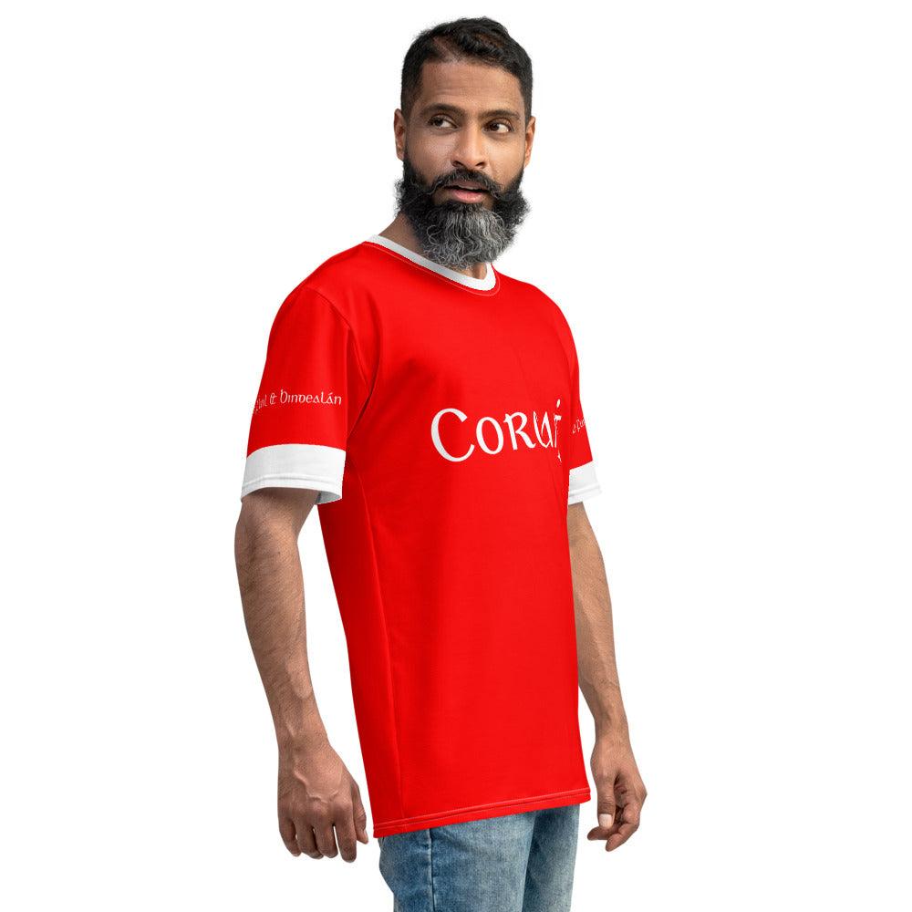 Men's Corcaiġ Retro Inspired Cork Supporters T-Shirt designed by Moon Behind The Hill available from Moon Behind The Hill's Men's Clothing range