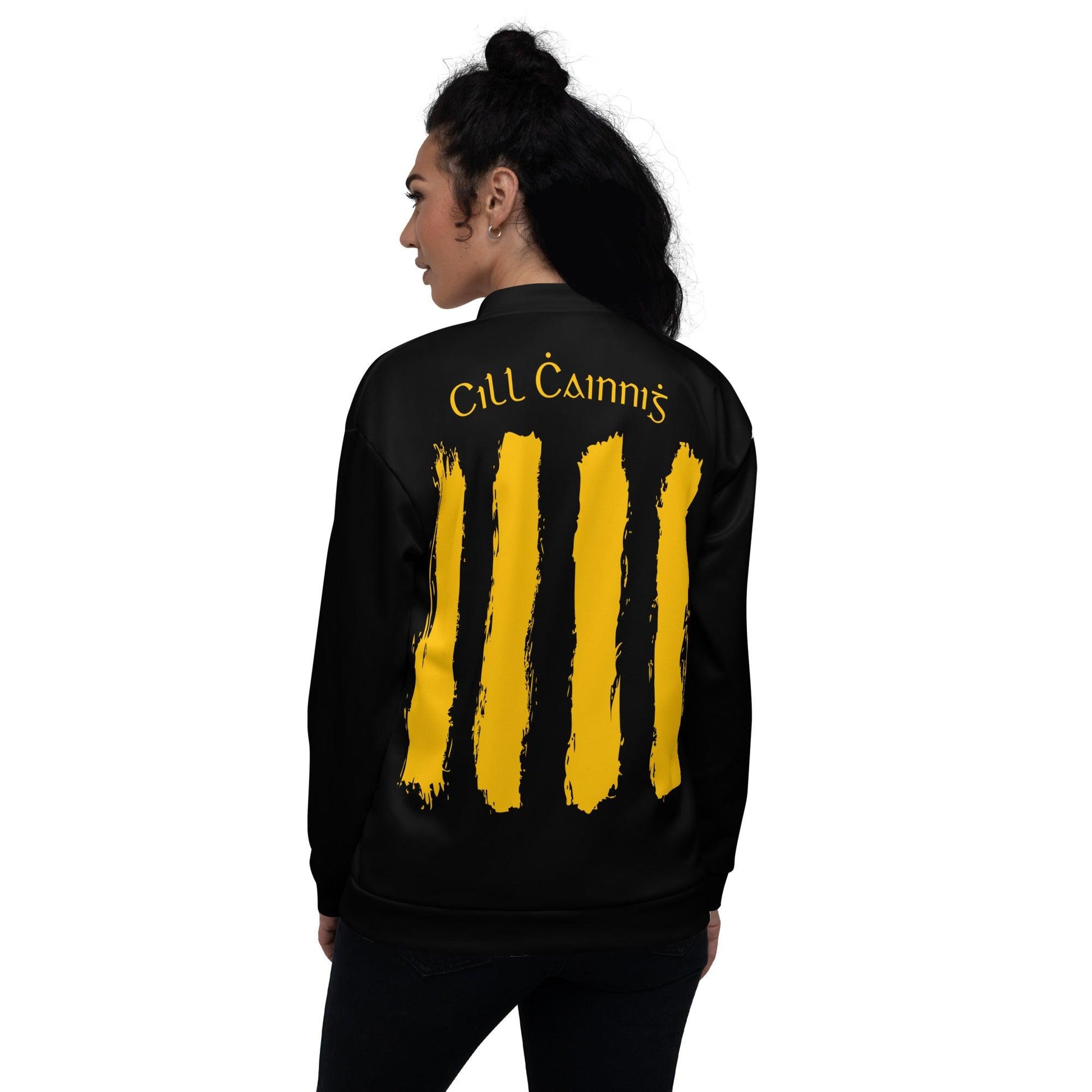 Kilkenny Supporters Unisex Bomber Jacket - Designed by Moon Behind The Hill Available to Buy at a Discounted Price on Moon Behind The Hill Online Designer Discount Store