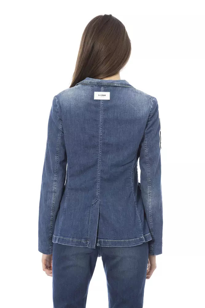 Baldinini Trend Women's Blue Cotton Denim Jacket with Patches