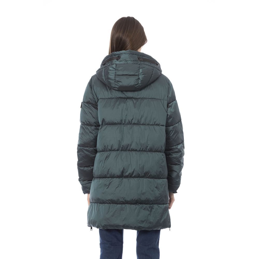 Baldinini Trend Women's Green Polyester Long Down Jacket with Hood