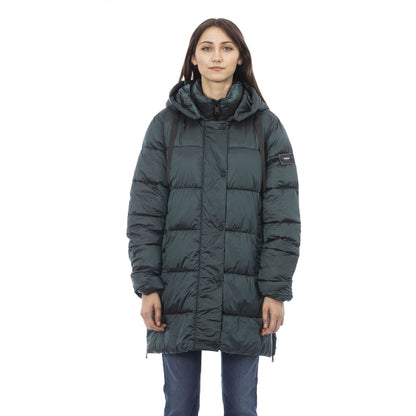 Baldinini Trend Women's Green Polyester Long Down Jacket with Hood