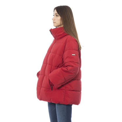 Baldinini Trend Women's Red Polyamide Short Down Jacket with High Collar
