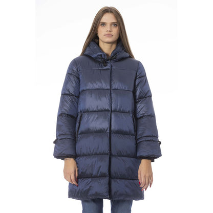 Baldinini Trend Women's Light Blue Nylon Long Down Jacket with Hood