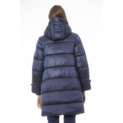 Baldinini Trend Women's Light Blue Nylon Long Down Jacket with Hood