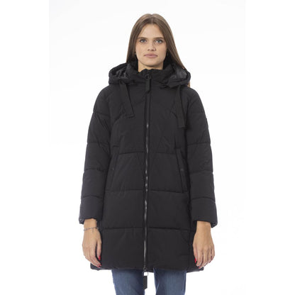 Baldinini Trend Women's Black Polyester Long Down Jacket with Hood