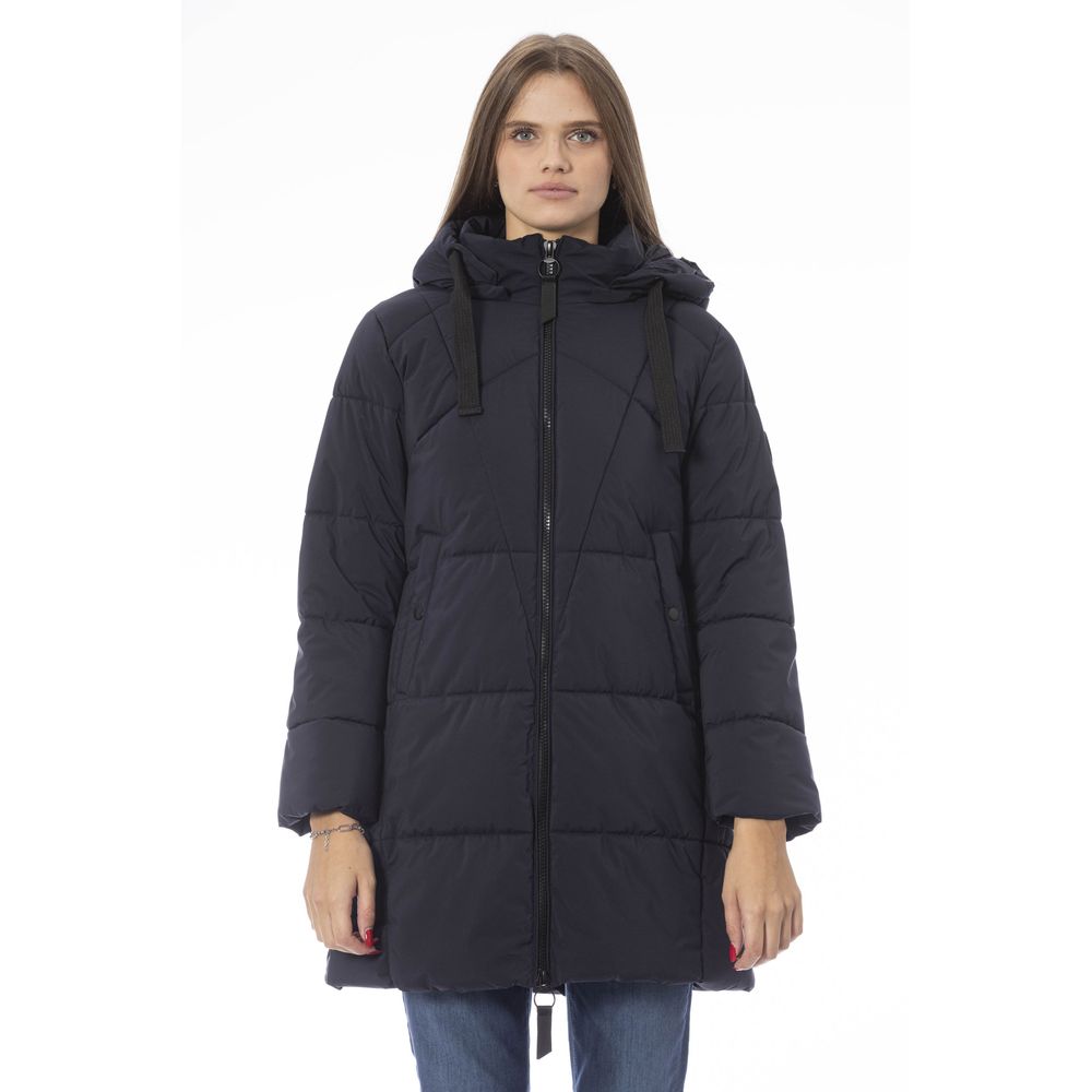 Baldinini Trend Women's Blue Polyester Long Down Jacket with Hood