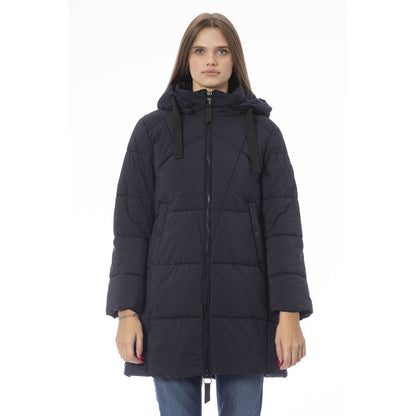 Baldinini Trend Women's Blue Polyester Long Down Jacket with Hood