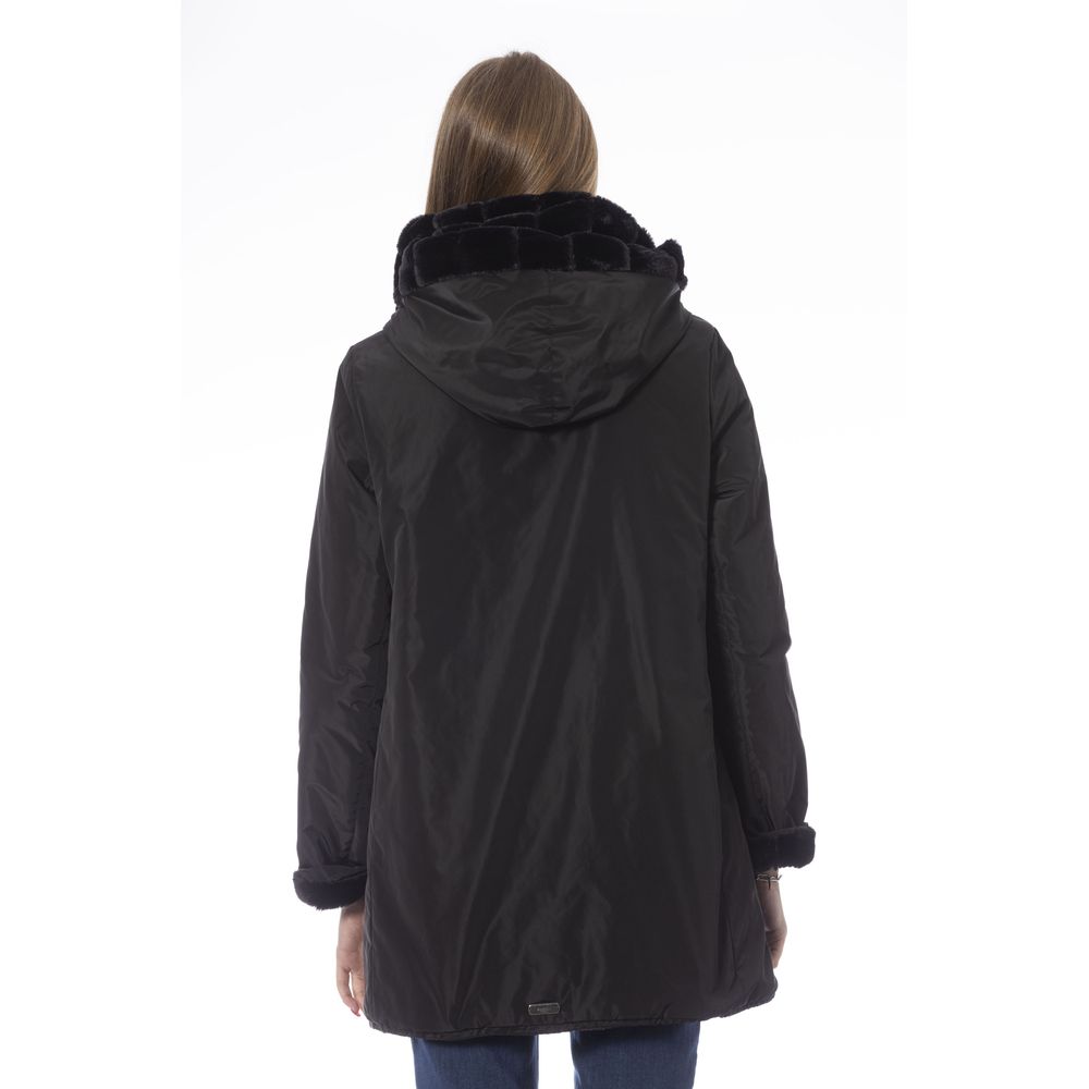 Baldinini Trend Women's Black Reversible Polyester Jacket with Hood