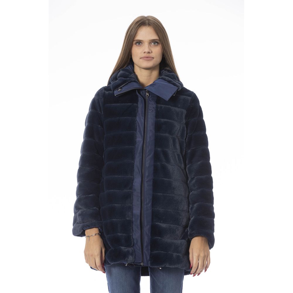 Baldinini Trend Women's Reversible Light Blue Polyester Jacket with Hood