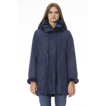 Baldinini Trend Women's Reversible Light Blue Polyester Jacket with Hood