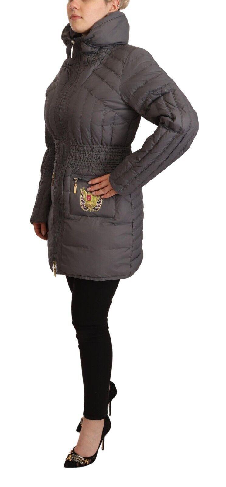 Roccobaroccco Ladies' Grey Quilted Long Sleeves Logo Patch Full Zip Jacket designed by Roccobarocco available from Moon Behind The Hill 's Clothing > Outerwear > Coats & Jackets > Womens range