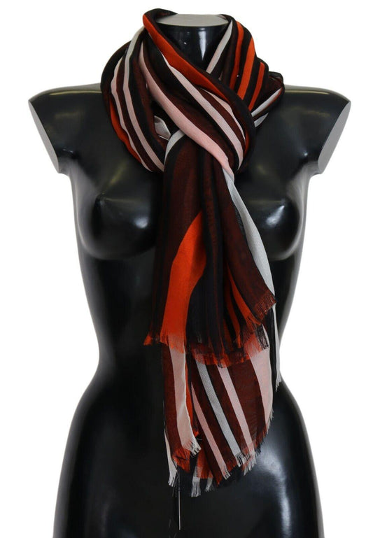 Dolce & Gabbana Multicolor Striped Silk Shawl Fringes Scarf - Designed by Dolce & Gabbana Available to Buy at a Discounted Price on Moon Behind The Hill Online Designer Discount Store