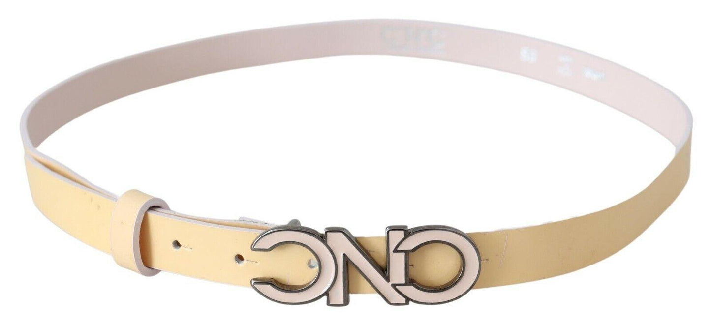 Beige Leather Pink Letter Logo Belt - Designed by Costume National Available to Buy at a Discounted Price on Moon Behind The Hill Online Designer Discount Store
