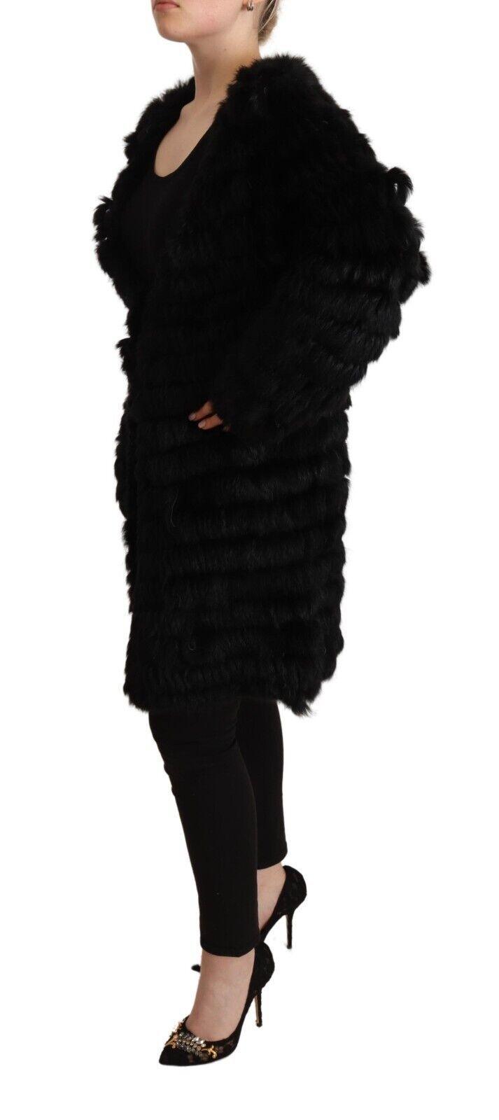 Just Cavalli Women's Black Rabbit Fur Cardigan Long Sleeves Jacket - Designed by Just Cavalli Available to Buy at a Discounted Price on Moon Behind The Hill Online Designer Discount Store