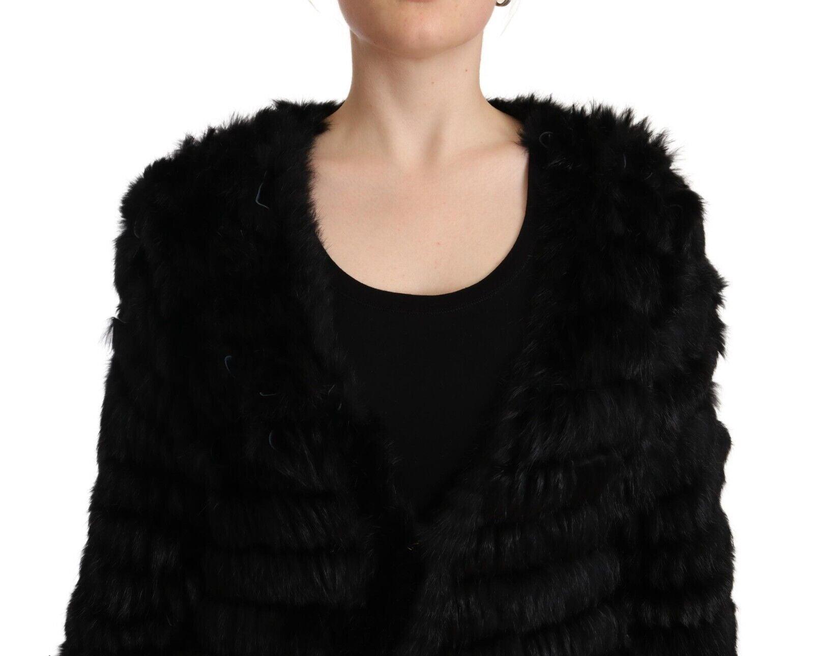 Just Cavalli Women's Black Rabbit Fur Cardigan Long Sleeves Jacket - Designed by Just Cavalli Available to Buy at a Discounted Price on Moon Behind The Hill Online Designer Discount Store