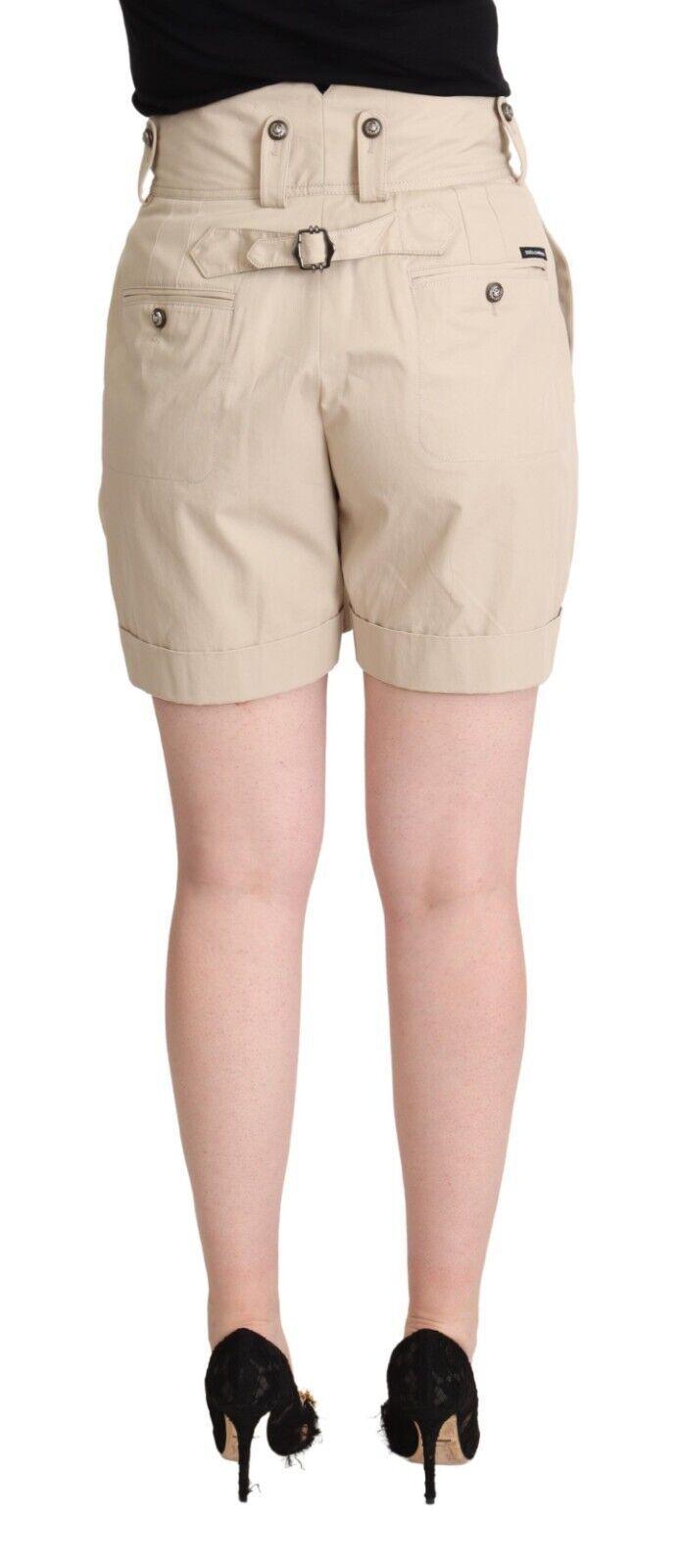 Dolce & Gabbana Beige Cotton High Waist Trouser Cargo Shorts - Designed by Dolce & Gabbana Available to Buy at a Discounted Price on Moon Behind The Hill Online Designer Discount Store