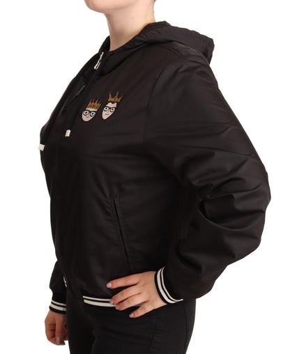 Dolce & Gabbana Black Polyester Hooded Bomber Full Zip Jacket - Designed by Dolce & Gabbana Available to Buy at a Discounted Price on Moon Behind The Hill Online Designer Discount Store